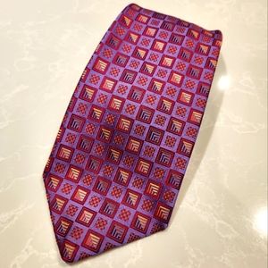 ROBERT TALBOTT BEST IN CLASS Purple Pink Square Funky Design Silk Tie Made USA